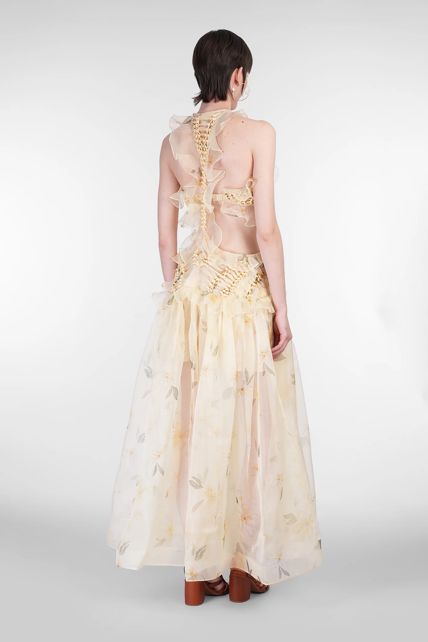 Long dress in yellow silk - Image 3