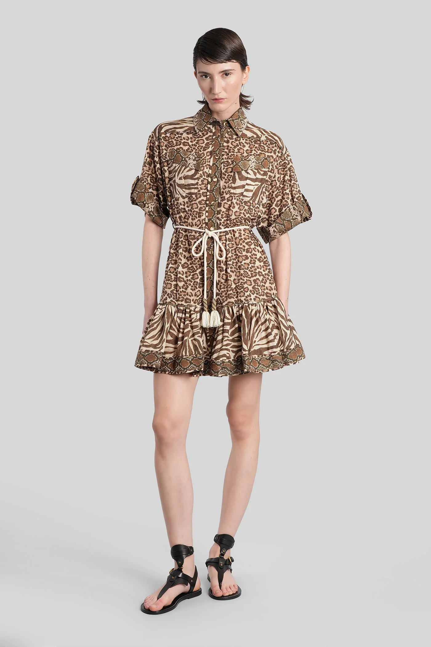 Mini dress in Animalier cotton