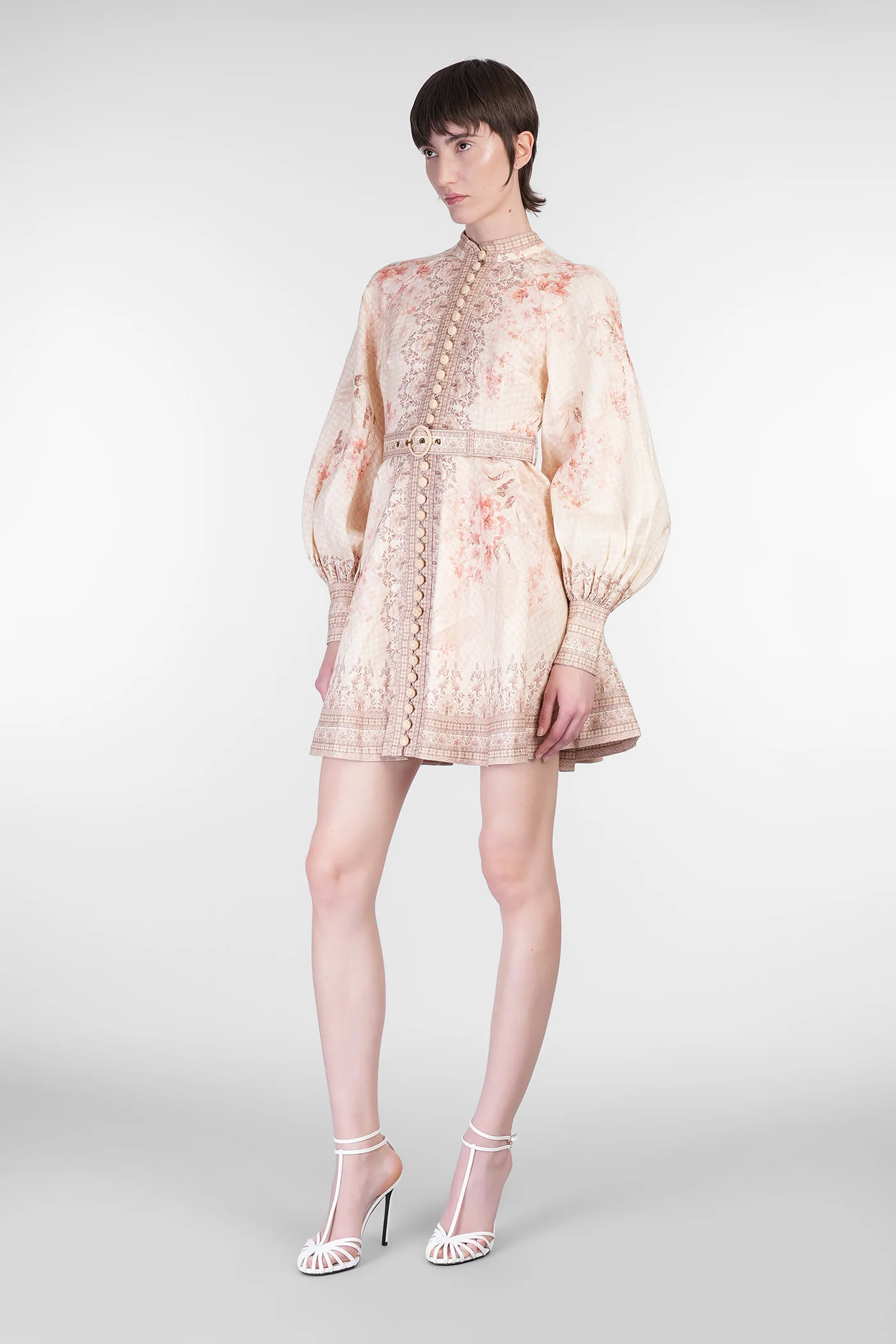 Mini dress in beige linen - Image 4