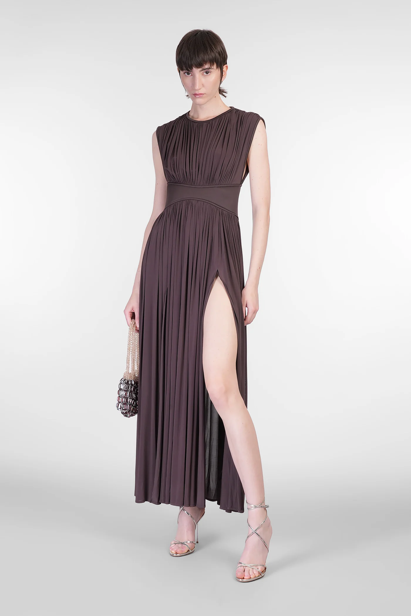 Mini dress in brown viscose - Image 2