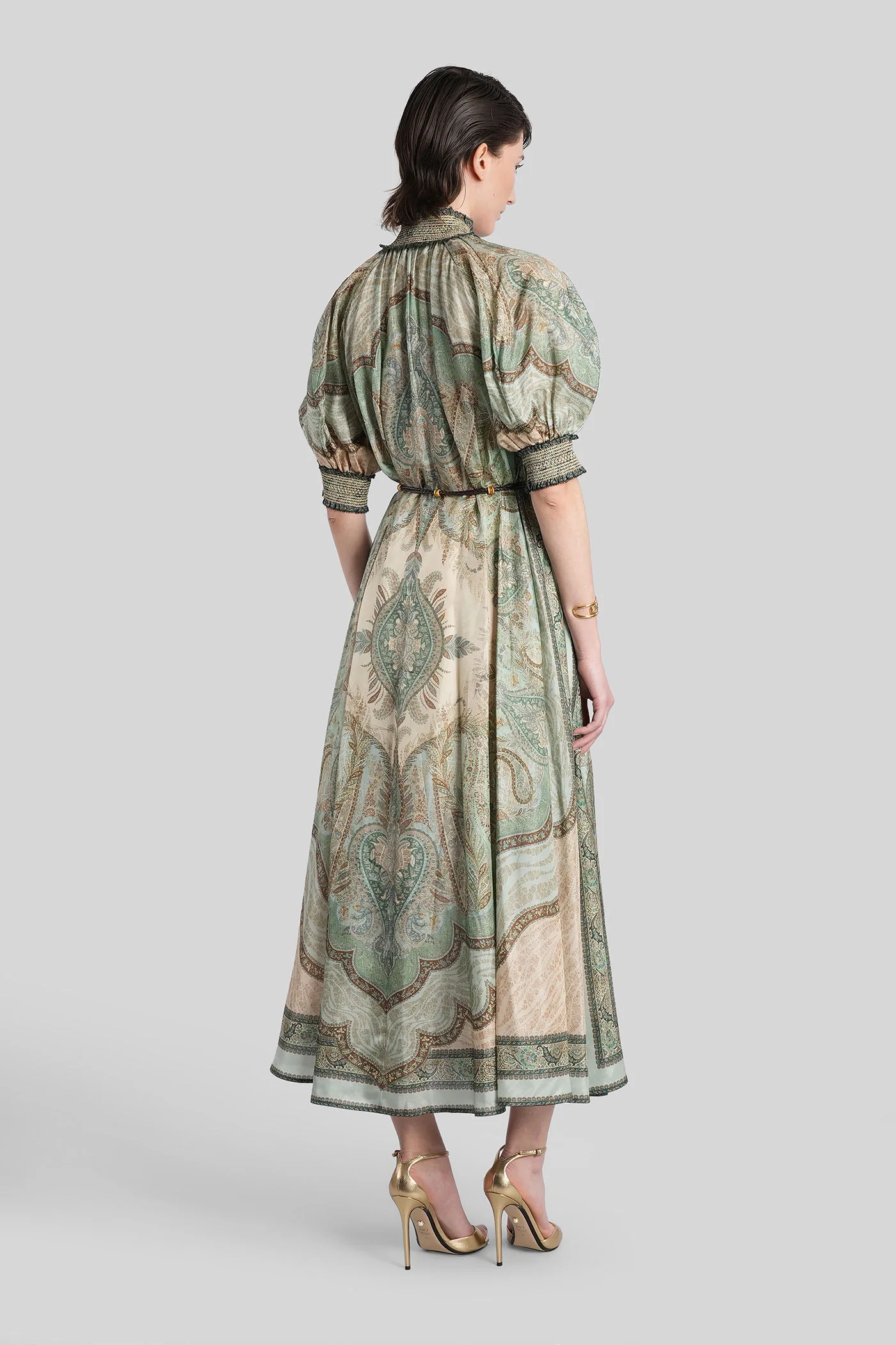 Mini dress in green silk - Image 3