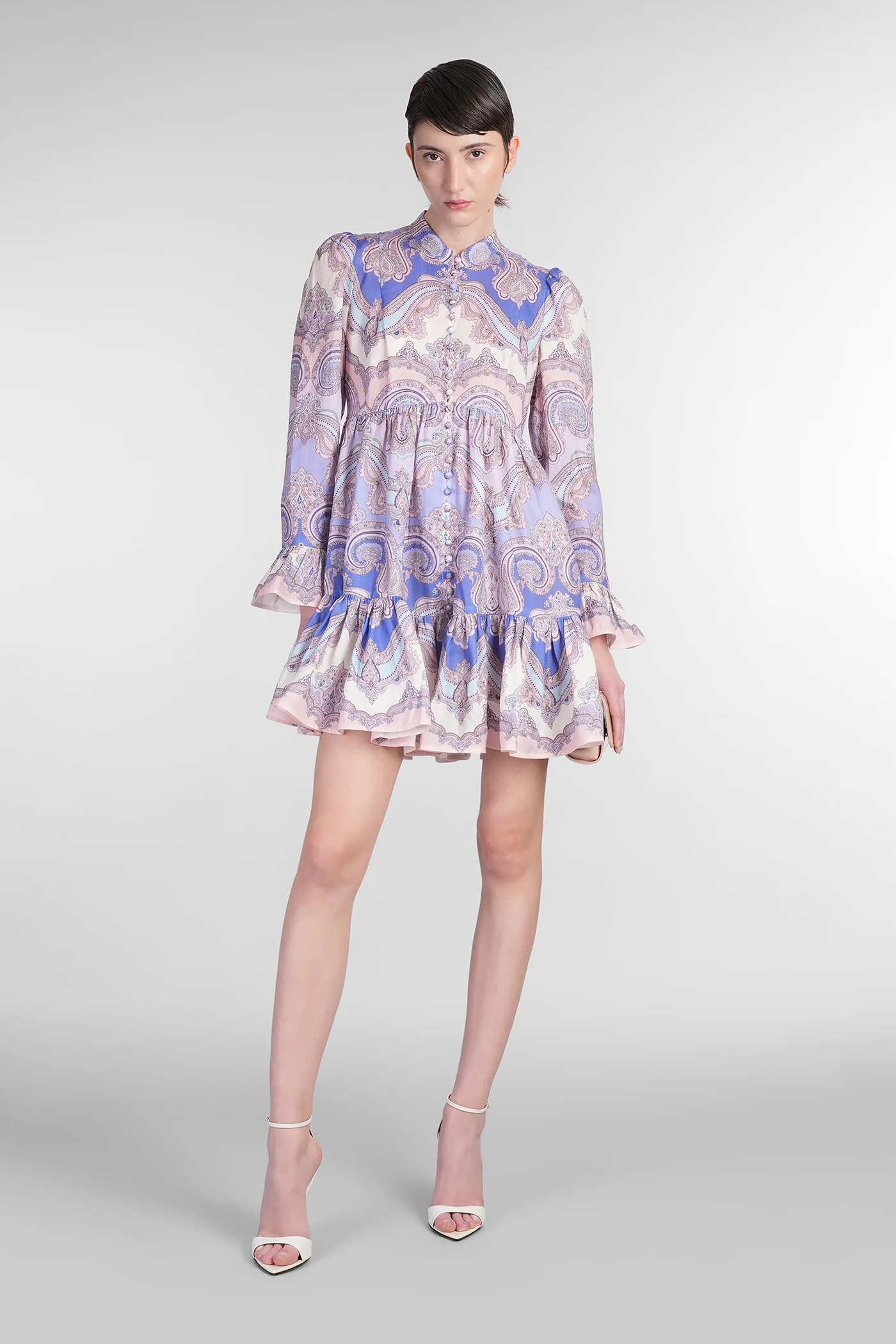 Mini dress in multicolor linen - Image 2