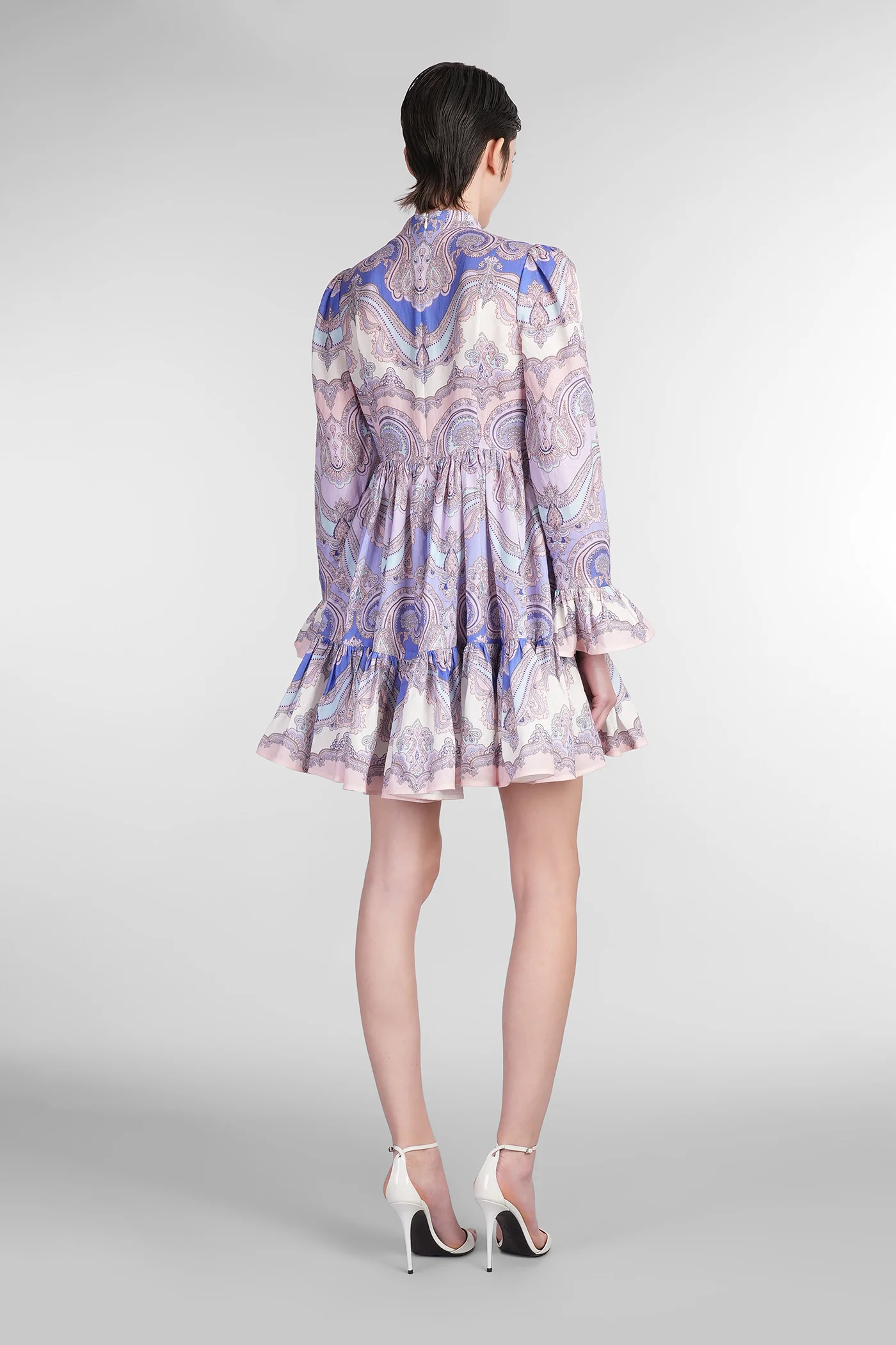 Mini dress in multicolor linen - Image 3