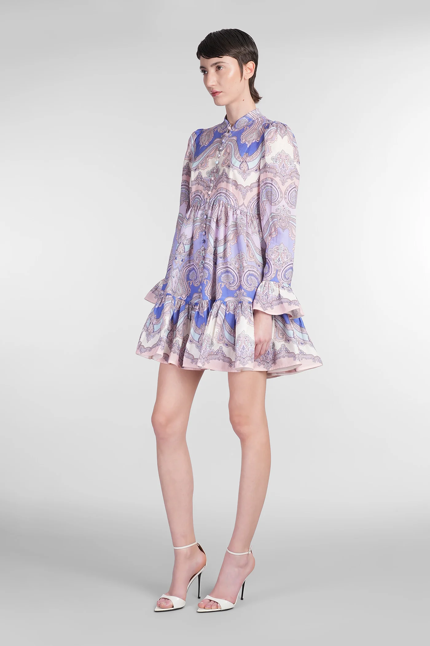 Mini dress in multicolor linen - Image 4