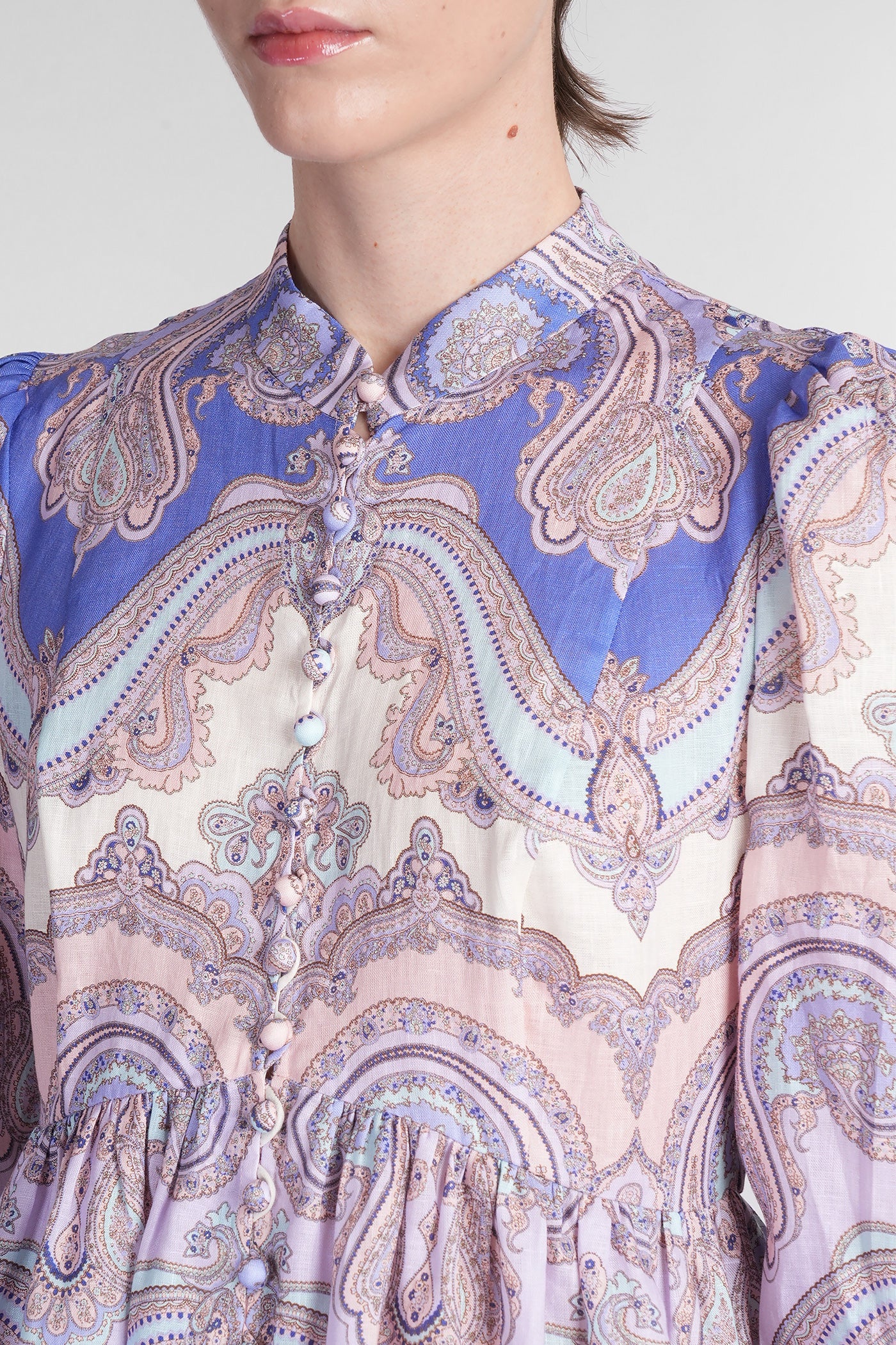Mini dress in multicolor linen - Image 5