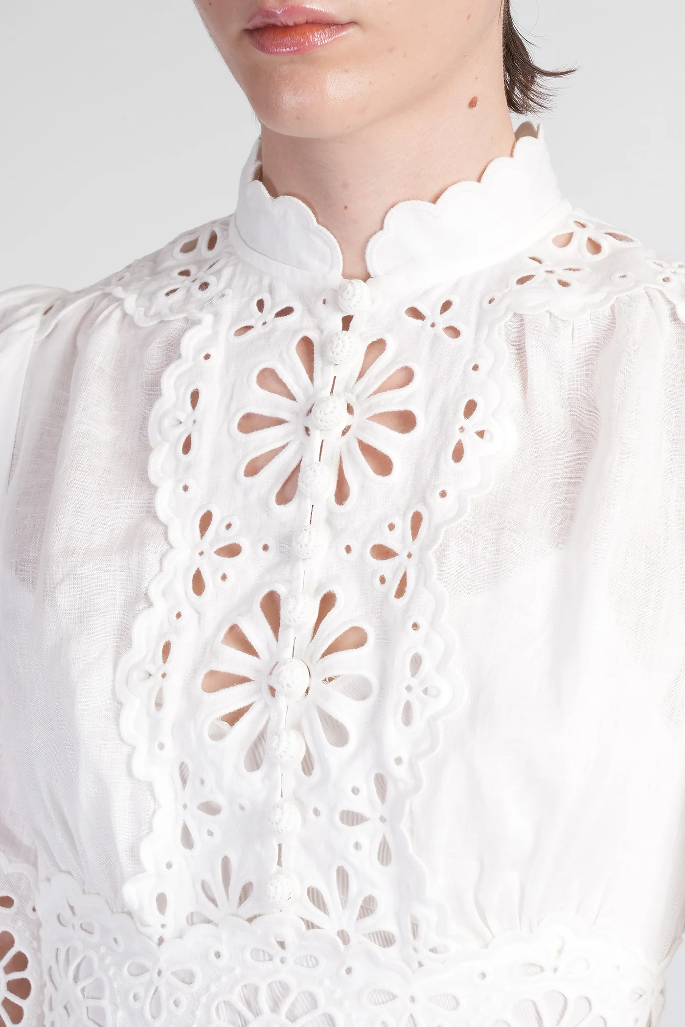 Mini dress in white cotton - Image 5