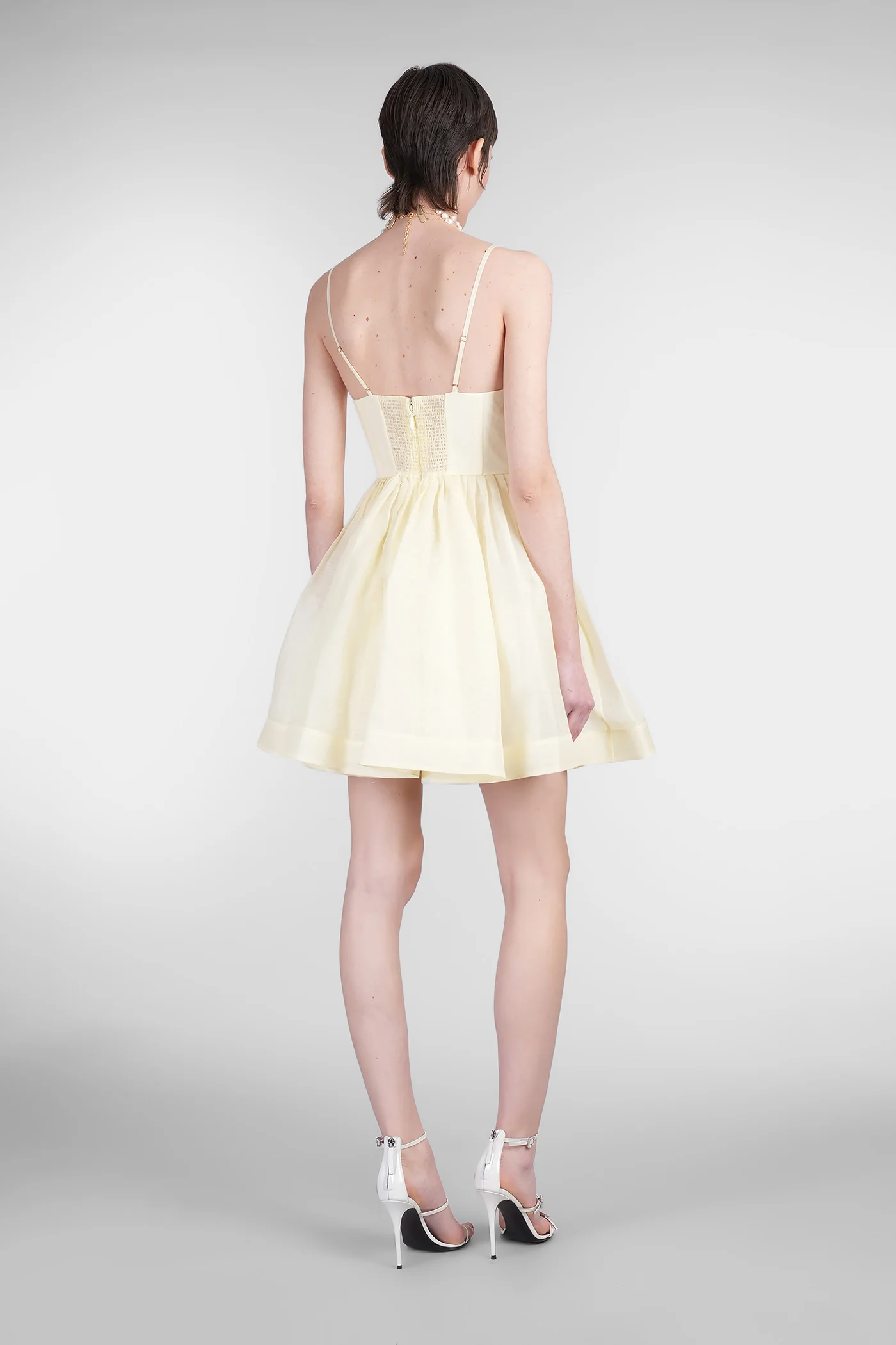 Mini dress in yellow linen - Image 3
