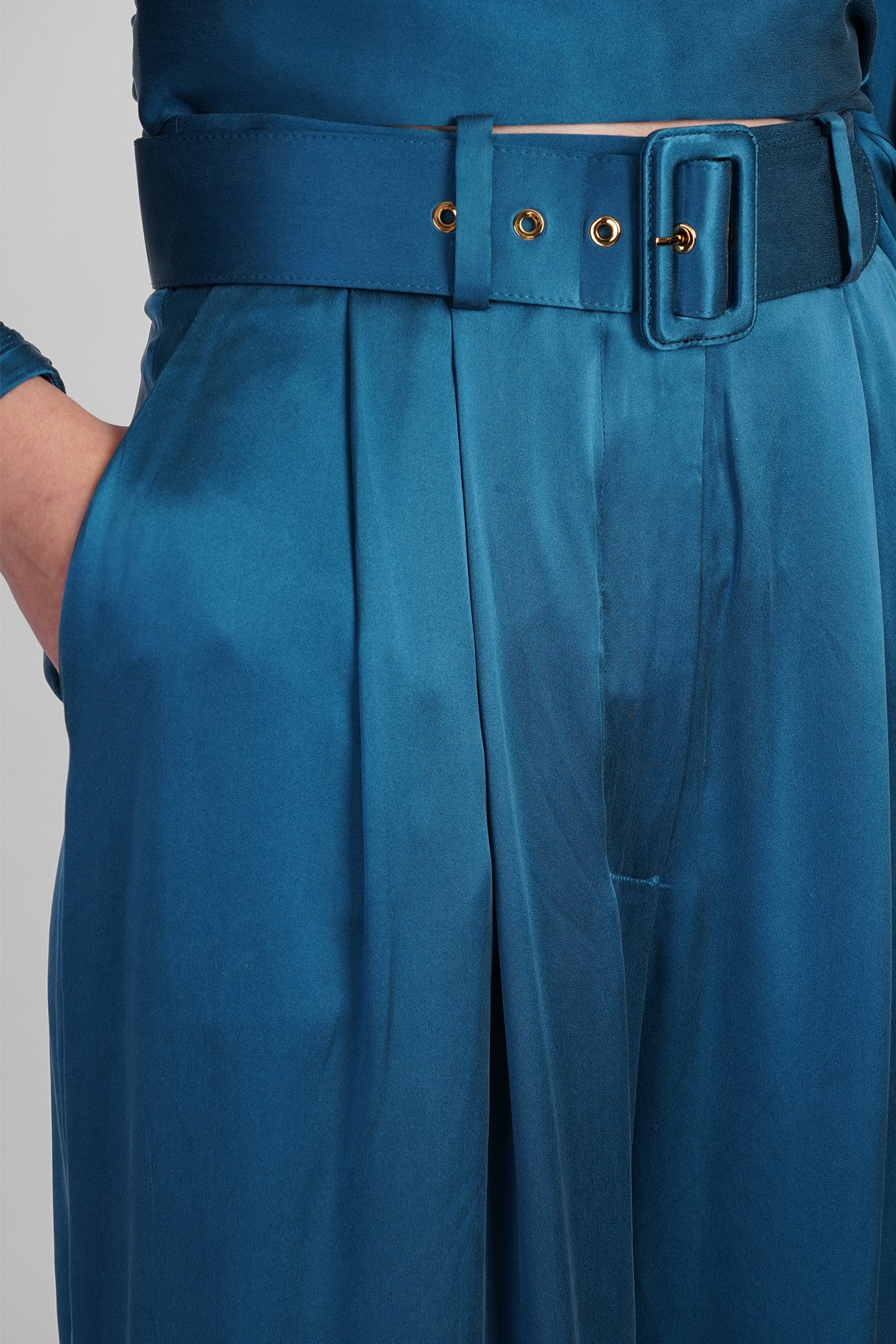Pants in blue silk - Image 5