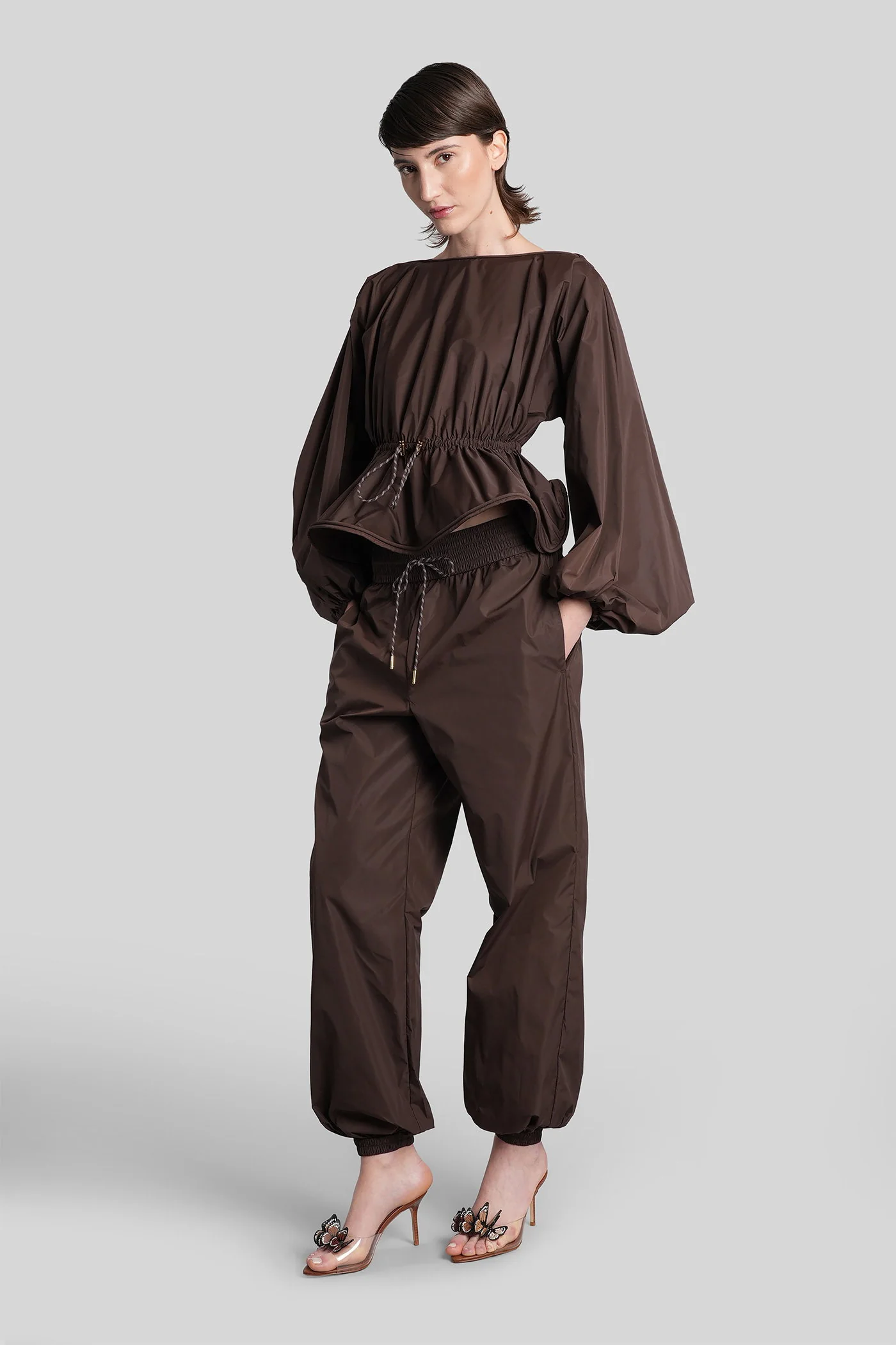 Pants in brown nylon - Image 2