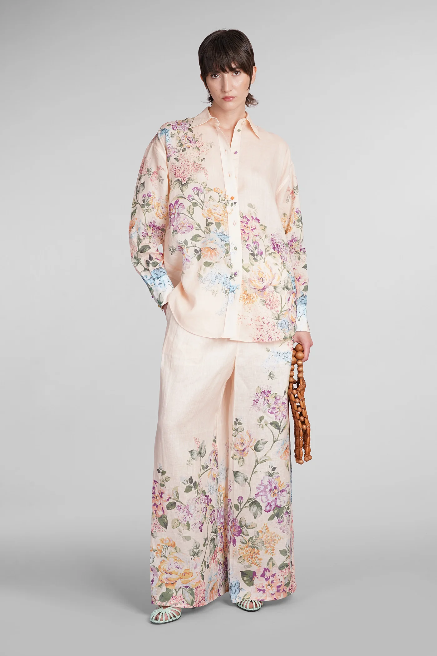 Pants in rose-pink linen - Image 2