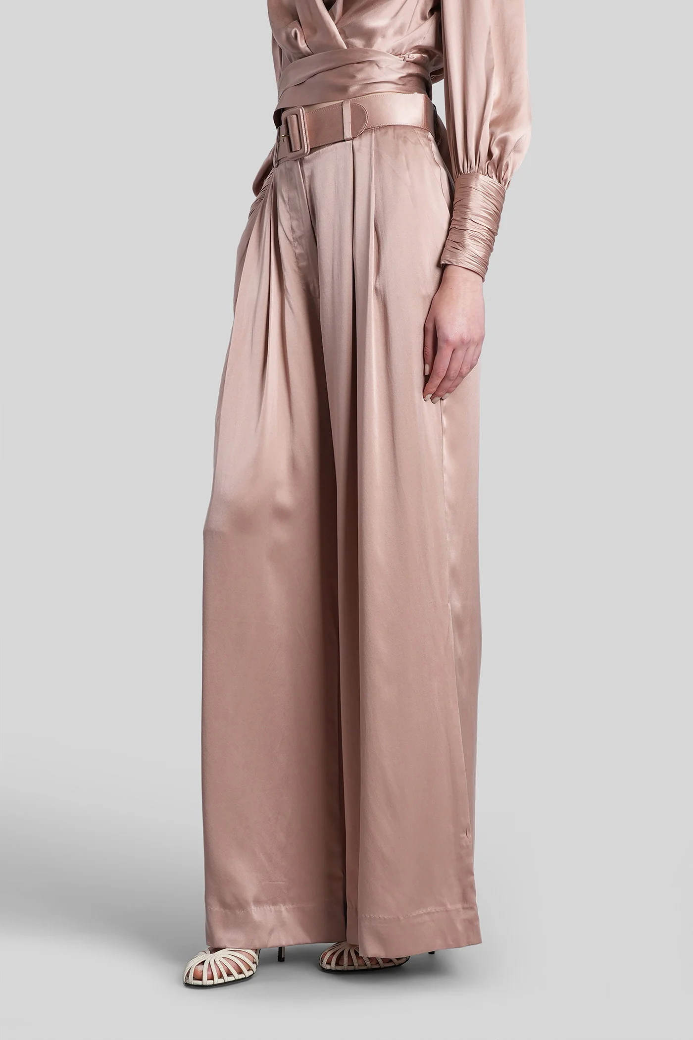 Pants in rose-pink silk - Image 4
