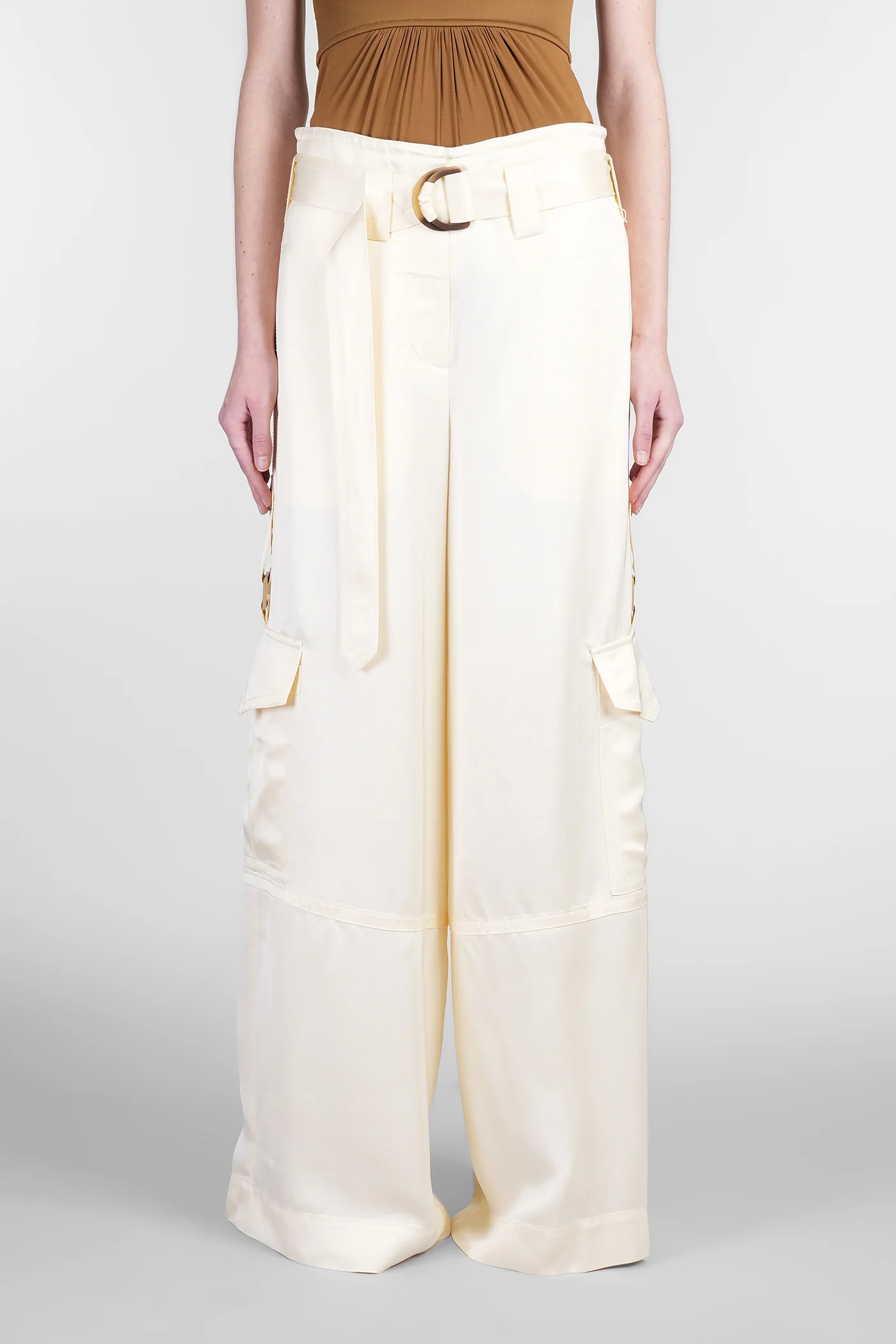 Pants in yellow viscose