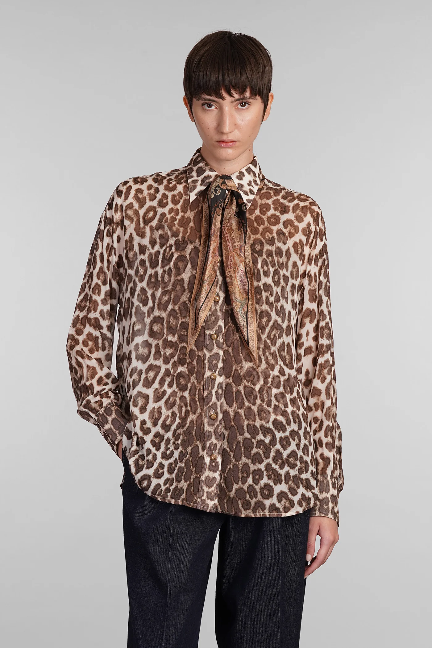 Shirt in Animalier viscose