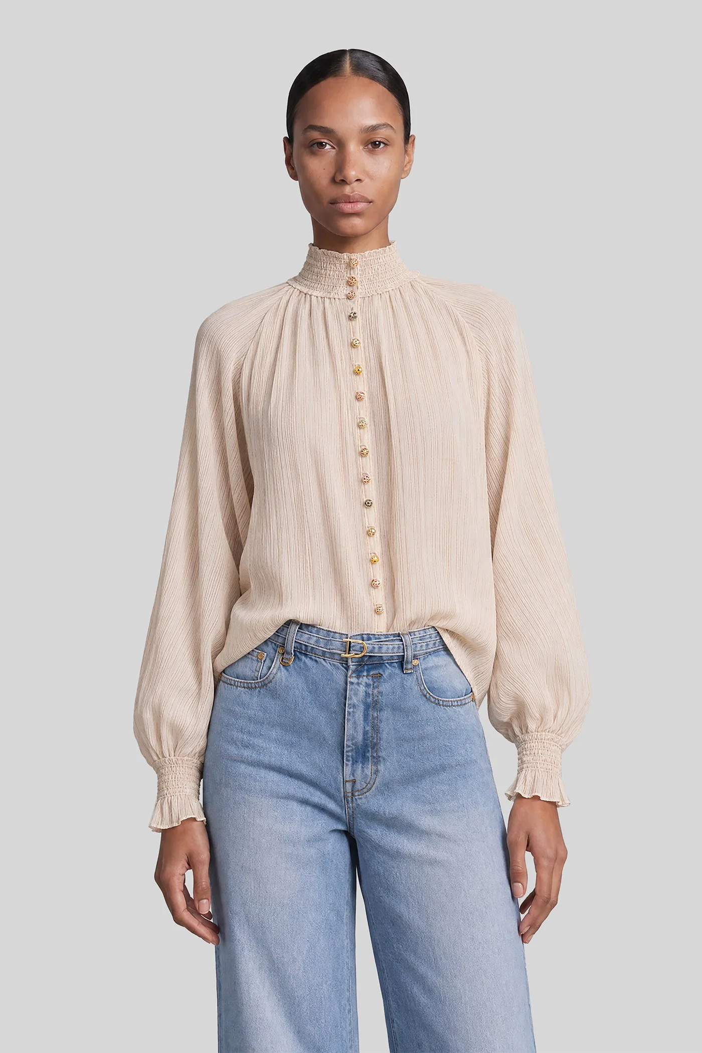 Shirt in beige cotton