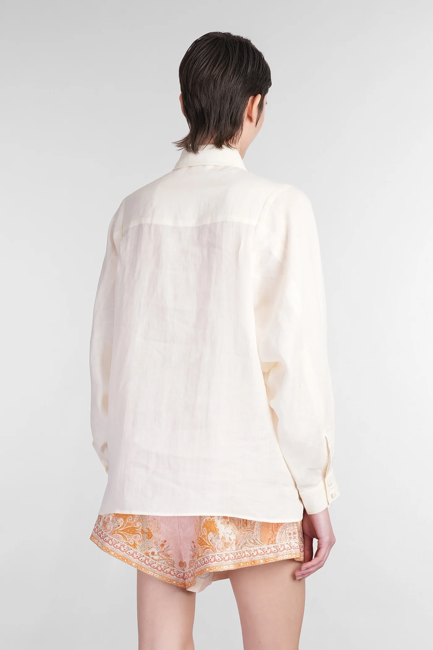 Shirt in beige ramie - Image 3
