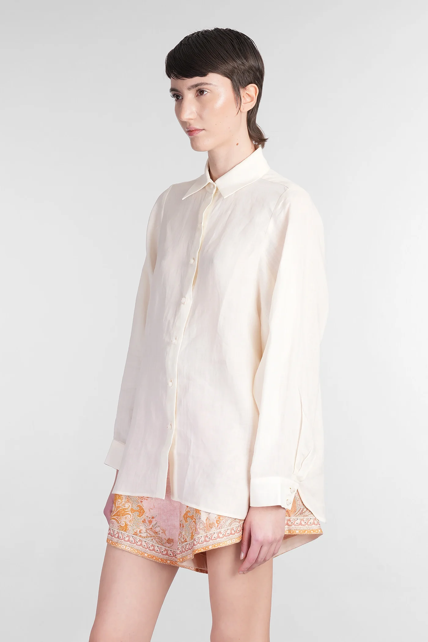 Shirt in beige ramie - Image 4