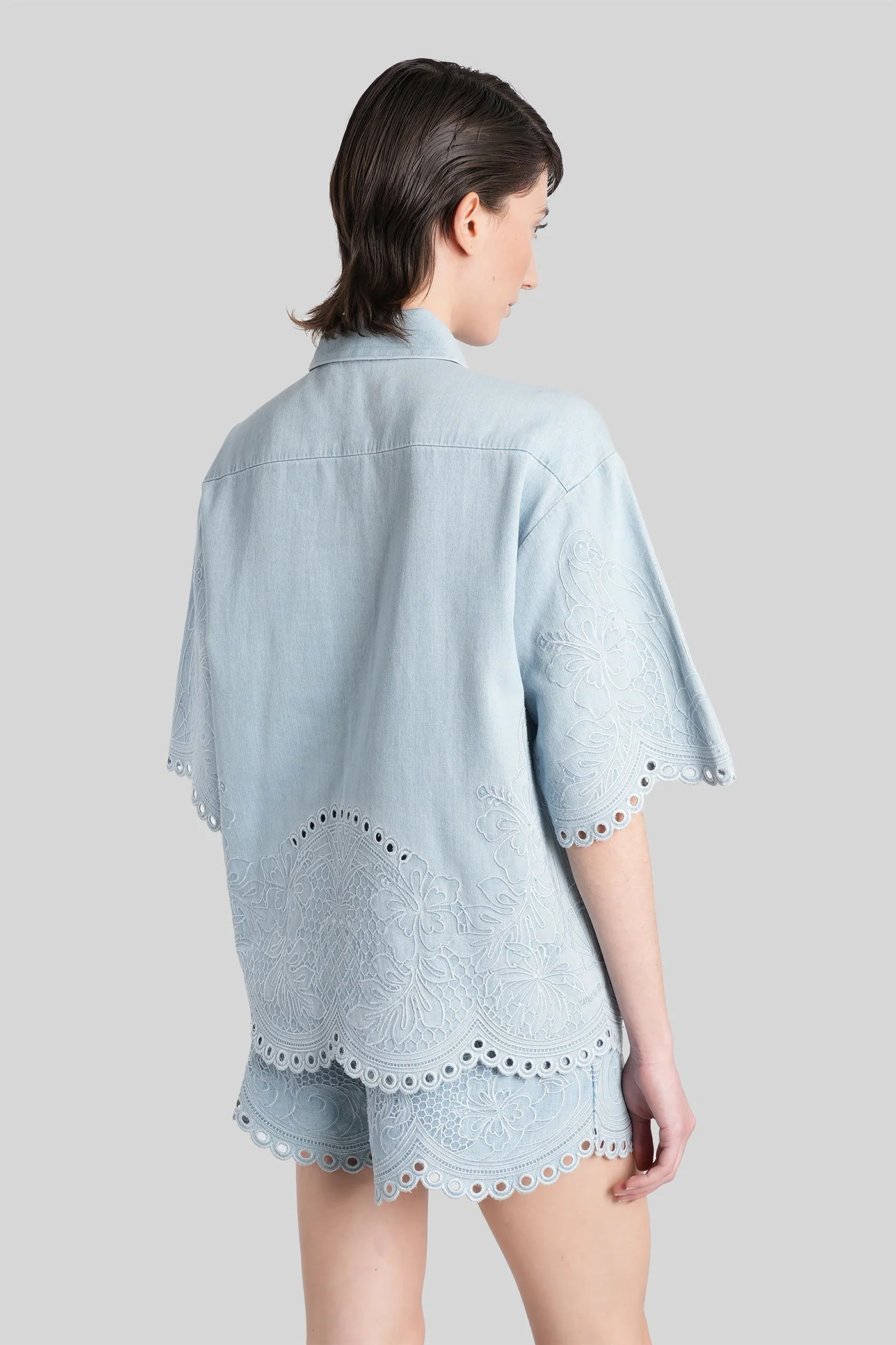 Shirt in cyan cotton - Image 3