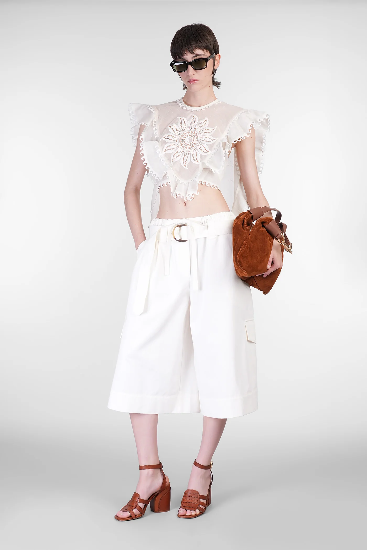 Shorts in white cotton - Image 2