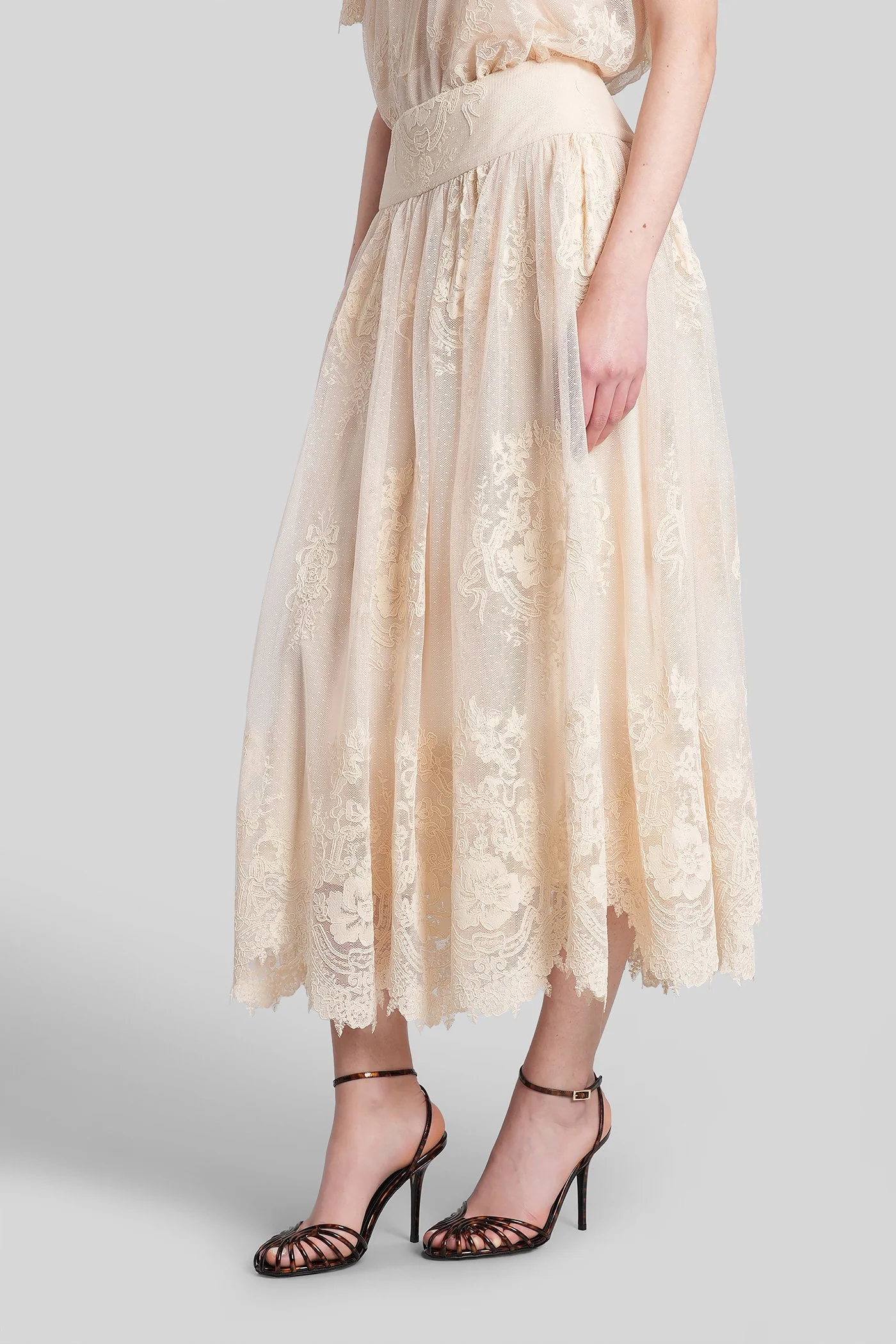 Skirt in beige polyester - Image 4