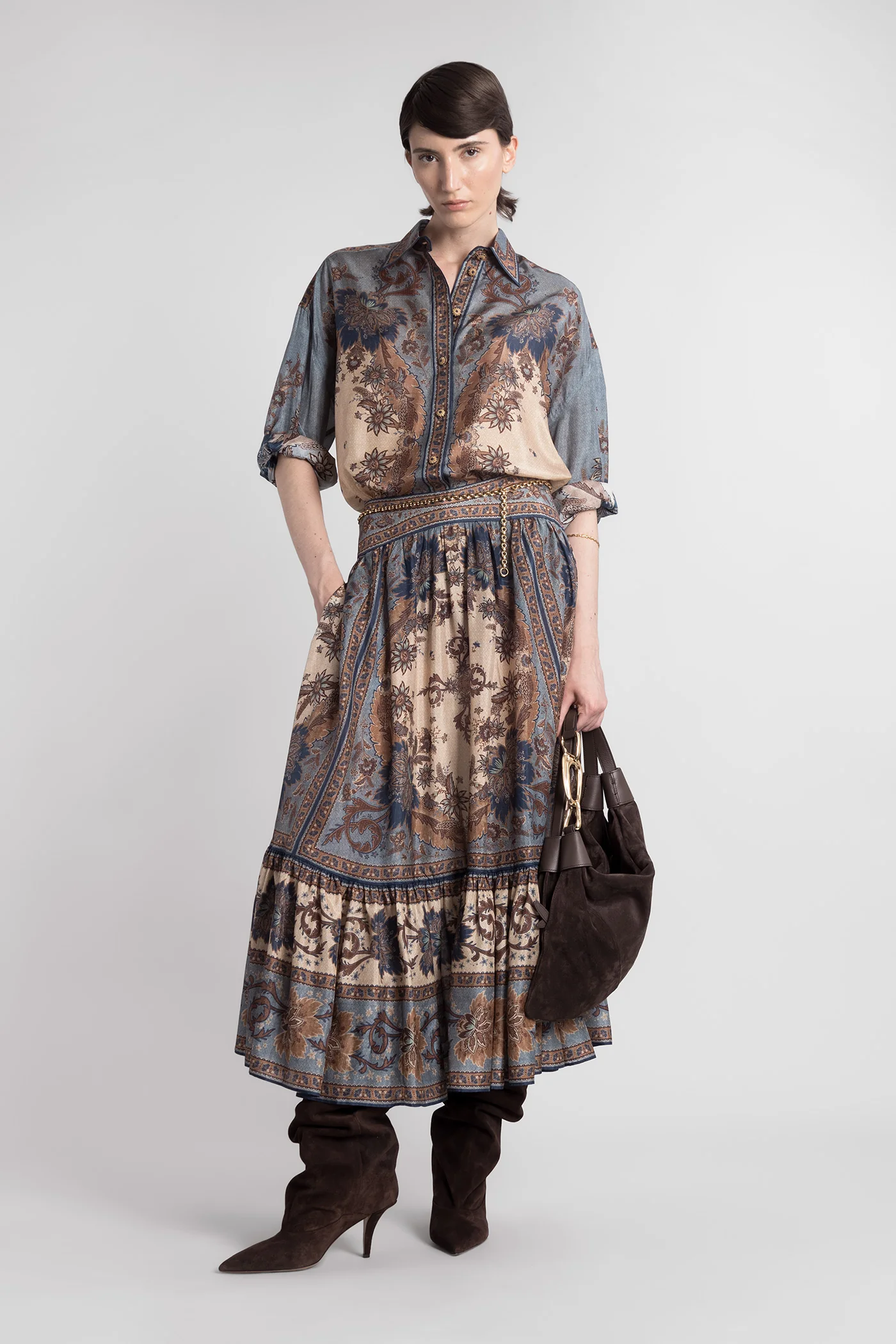 Skirt in blue silk - Image 2