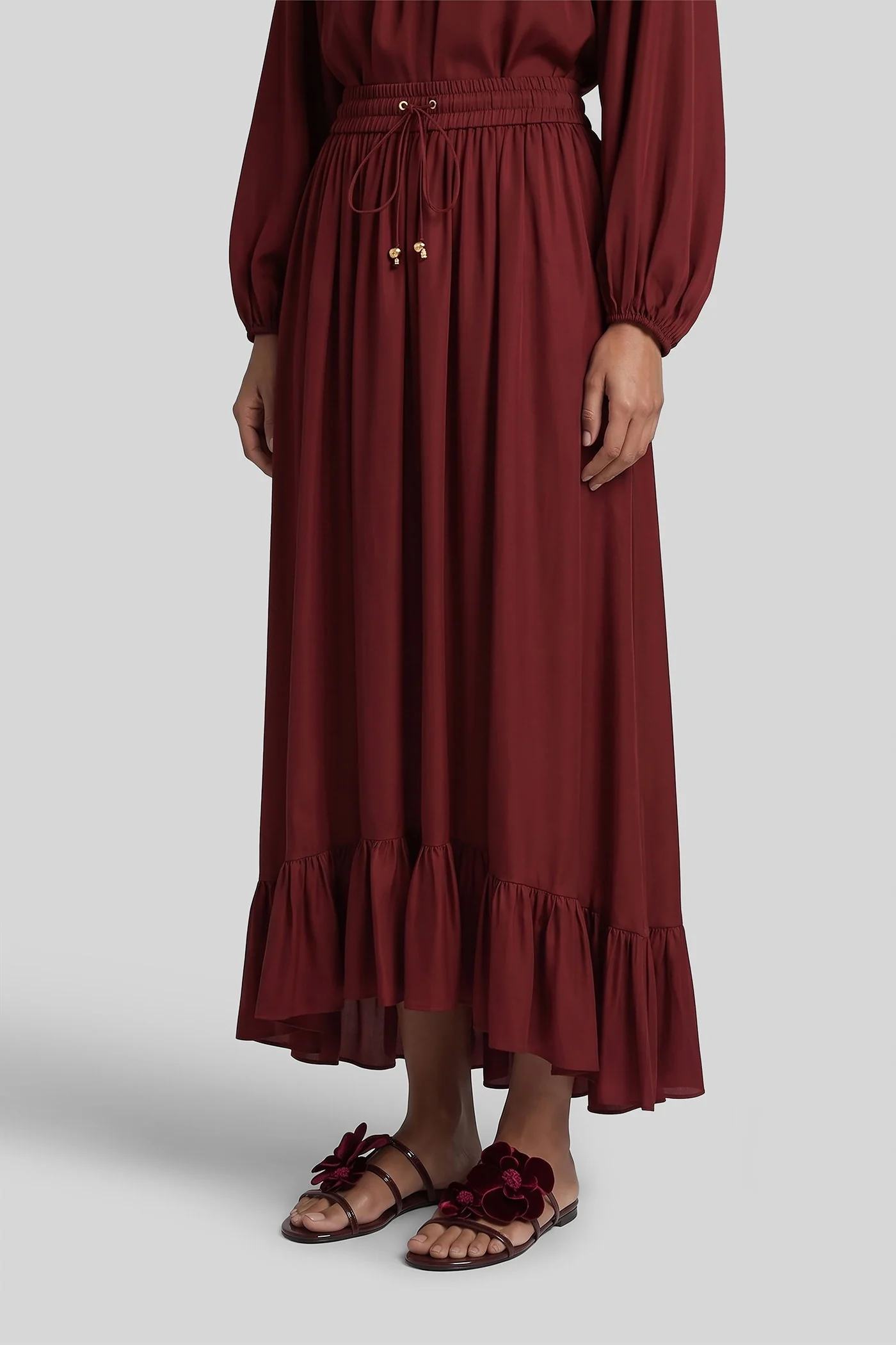 Skirt in bordeaux silk - Image 4
