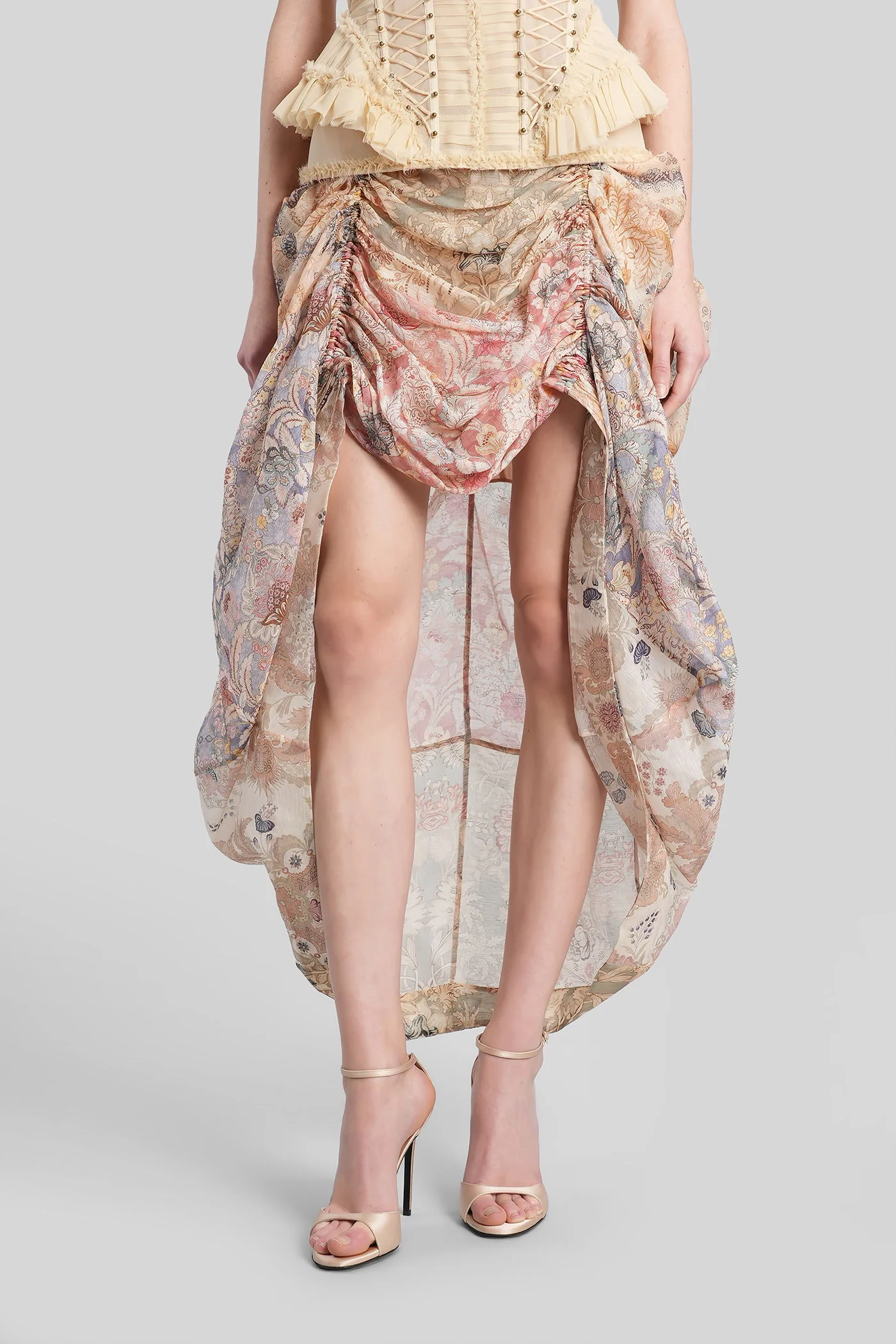 Skirt in multicolor linen