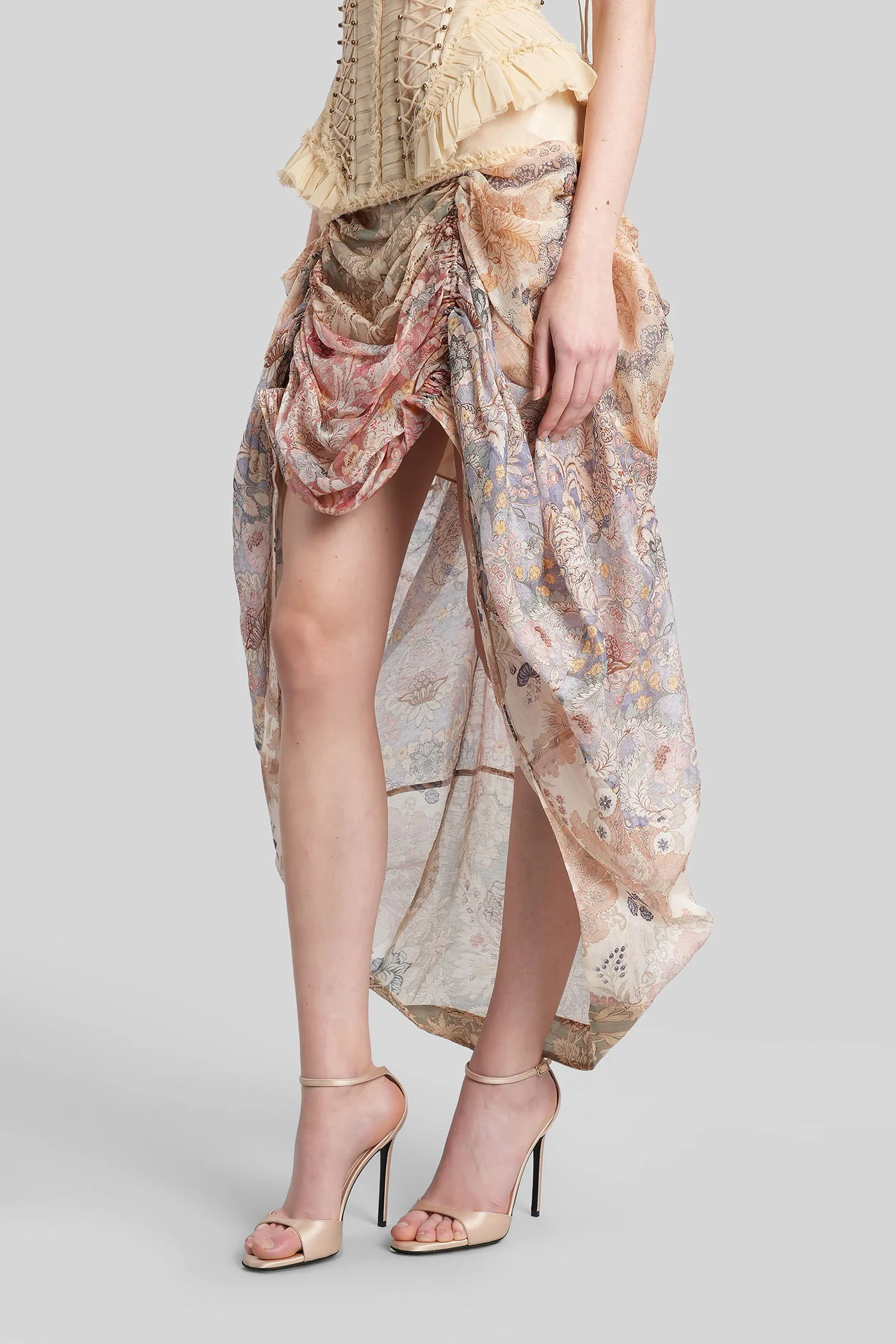 Skirt in multicolor linen - Image 4