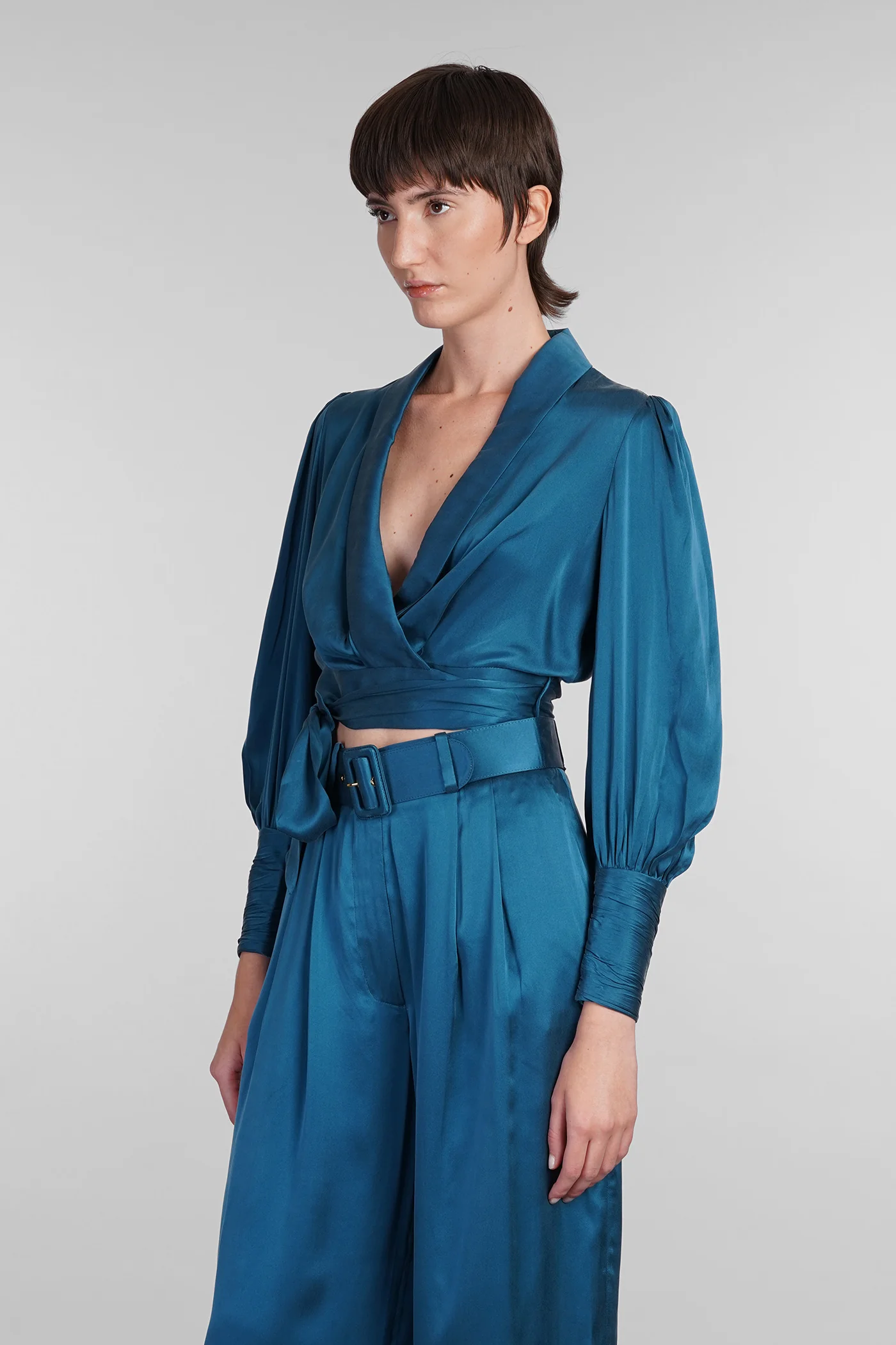 Topwear in blue silk - Image 4