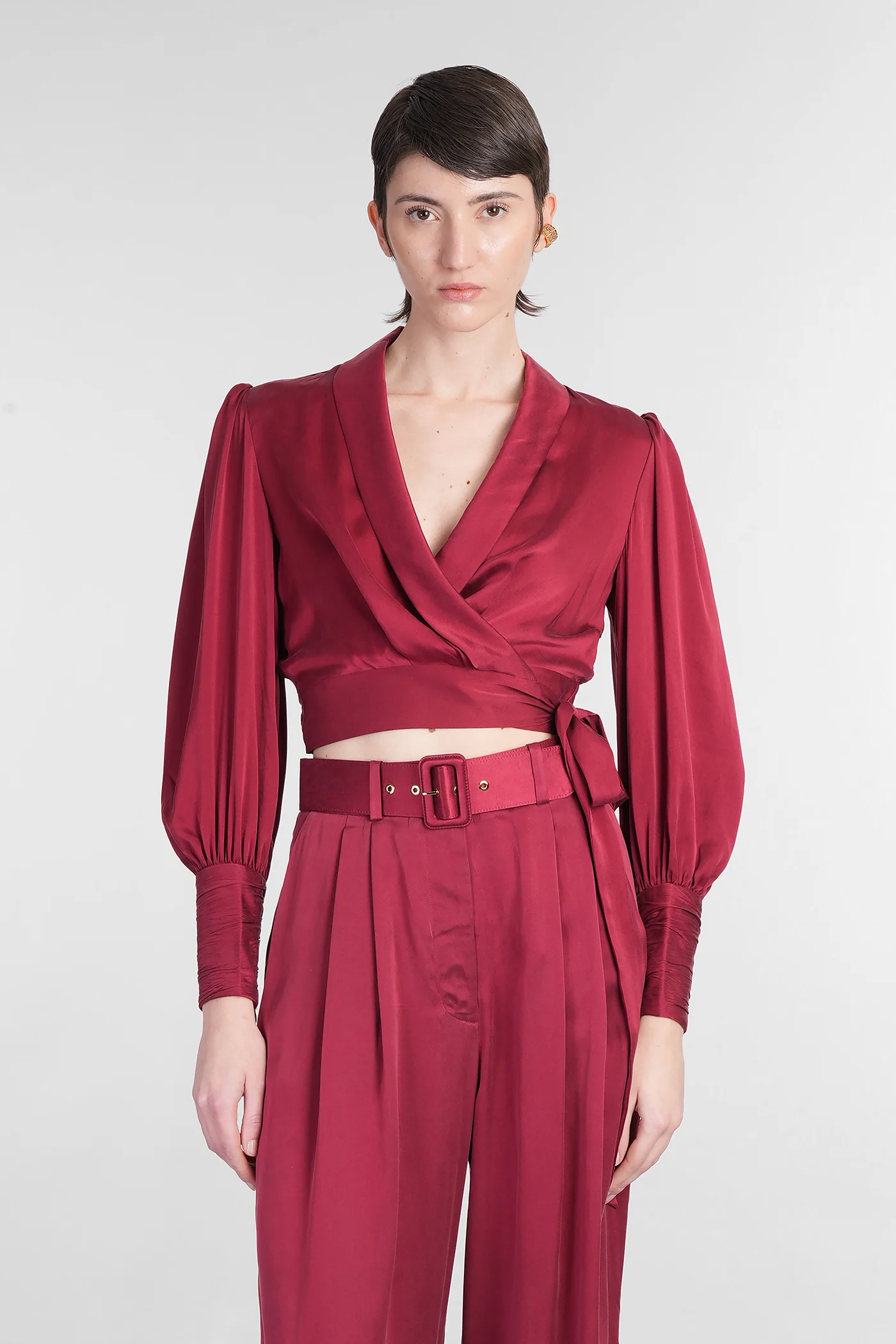 Topwear in bordeaux silk