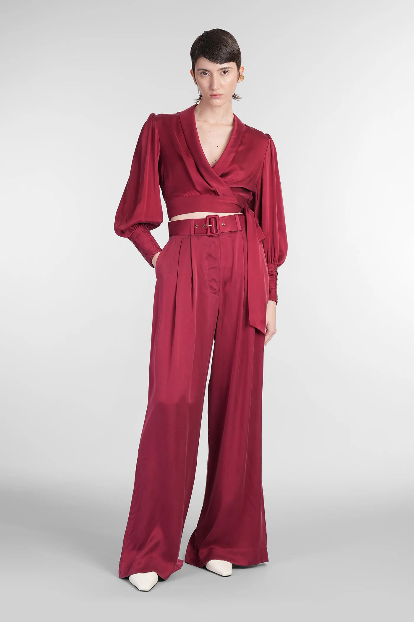 Topwear in bordeaux silk - Image 2