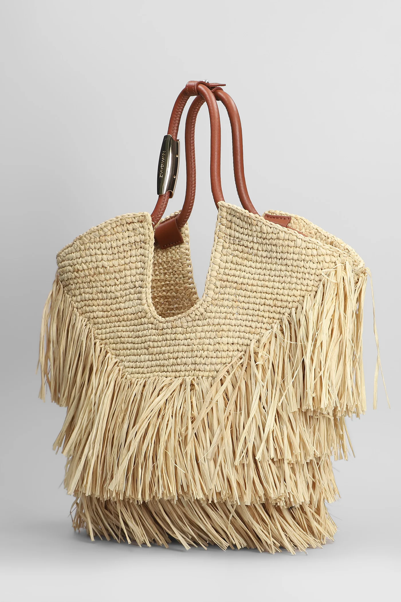 Tote in taupe raffia - Image 2